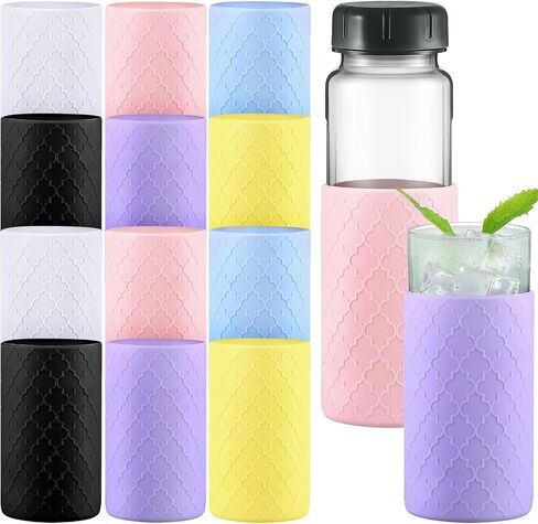 Water Bottle Silicone Sleeves for 18-20 oz Bottle Glass Bottle Protector, Reusable Silicone Sleeve for Water Bottle Anti Slip Protective Holders for Drink Smoothies in Kuwait