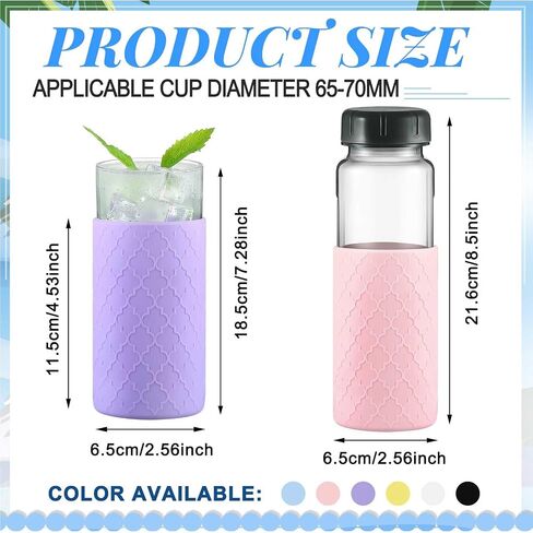 Water Bottle Silicone Sleeves for 18-20 oz Bottle Glass Bottle Protector, Reusable Silicone Sleeve for Water Bottle Anti Slip Protective Holders for Drink Smoothies in Kuwait
