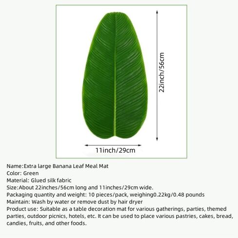 10Pcs Fake Banana Leaves,BananaLeaf Plates ,Tropical Artificial Banana Leaves, Used as Table Decorations for Table Runners Tropical Decorations,Kitchen & Dining in Place Mats (Green, Extra large) in Kuwait