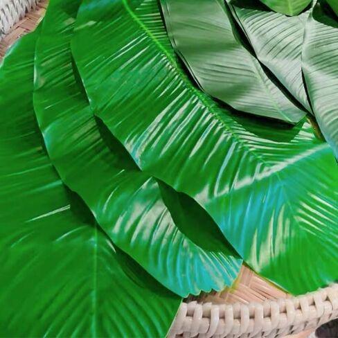 10Pcs Fake Banana Leaves,BananaLeaf Plates ,Tropical Artificial Banana Leaves, Used as Table Decorations for Table Runners Tropical Decorations,Kitchen & Dining in Place Mats (Green, Extra large) in Kuwait