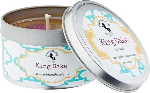 شمعة الكيك المعطرة من Positive Vibez Only King، علبة سفر 5 أونصة، شمعة فتيل واحدة، 25 ساعة من وقت الحرق، هدية in Saudi Arabia