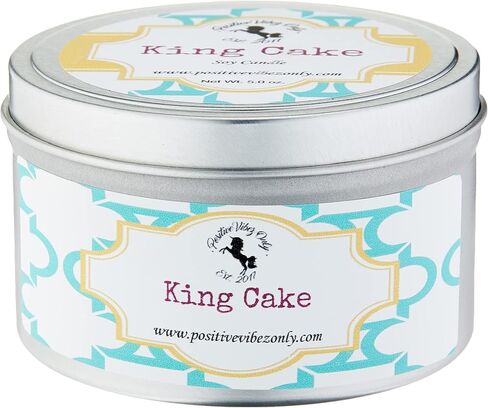 شمعة الكيك المعطرة من Positive Vibez Only King، علبة سفر 5 أونصة، شمعة فتيل واحدة، 25 ساعة من وقت الحرق، هدية in Saudi Arabia