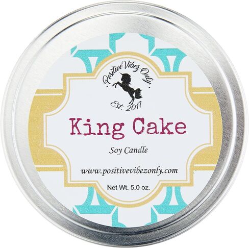 شمعة الكيك المعطرة من Positive Vibez Only King، علبة سفر 5 أونصة، شمعة فتيل واحدة، 25 ساعة من وقت الحرق، هدية in Saudi Arabia