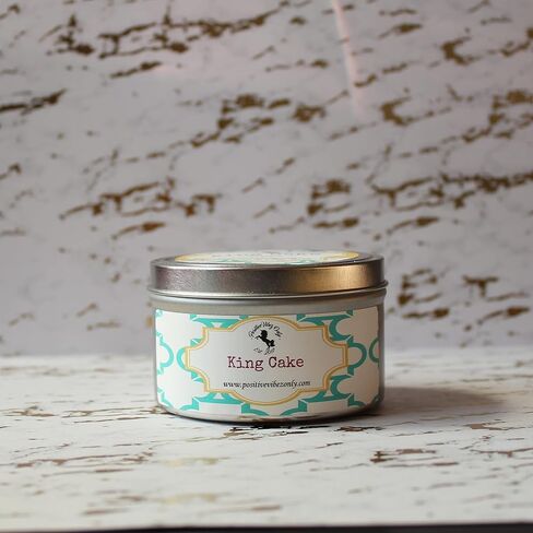شمعة الكيك المعطرة من Positive Vibez Only King، علبة سفر 5 أونصة، شمعة فتيل واحدة، 25 ساعة من وقت الحرق، هدية in Saudi Arabia