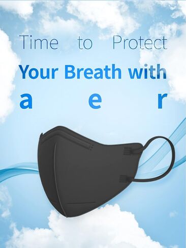 (Pack of 10) (Age 4 To 12) [AER Kids] 4-Layers Premium Filters (KF94 Certified) Face Mask (Made in Korea) Respirators Protective Disposable Dust Covers - Black, Small in Saudi Arabia