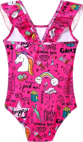 Snowheart Girls Swimsuit One Piece Bathing Suit Kids Quick Dry Shoudler Ruffle Floral Swimwear for 3-12 Years Old in Kuwait