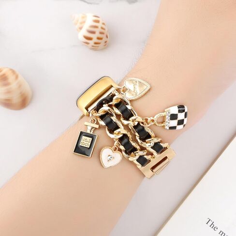 Stylish Metal Wristband Compatible with Fitbit Charge 6/Charge 5 Bands for Women,Cute Strap with Unique Love Cross Pendants Chain Charms Bracelet for Charge 5 6 Fitness Tracker in Saudi Arabia