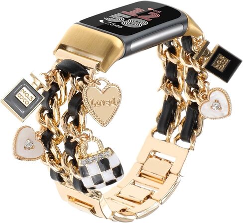 Stylish Metal Wristband Compatible with Fitbit Charge 6/Charge 5 Bands for Women,Cute Strap with Unique Love Cross Pendants Chain Charms Bracelet for Charge 5 6 Fitness Tracker in Saudi Arabia