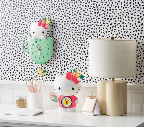 تصاميم enesco allen مرحبا كيتي في ساعة حائط كوب الشاي، ساعة تناظرية بندول تعمل بالبطارية، ساعات تزيين من الراتنج الحجري للجدران وديكور المنزل وساعات المطبخ، 11.73 بوصة in Saudi Arabia