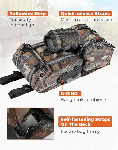 KEMIMOTO ATV Fender Bag, 130% Larger Waterproof Rear Storage Bags With Drink Holder, Detachable ATV Gear Bag Compatible with Polaris Sportsman Scrambler FourTrax Can Am Grizzly Cfmoto Kawasaki in Saudi Arabia