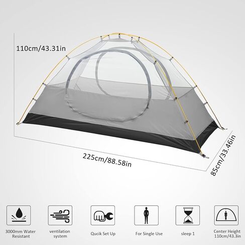 Bessport Camping Tent 1/2/3/4 Person Tent Waterproof Two Doors Backpacking Tent Easy Setup Lightweight for Outdoor, Hiking Mountaineering Travel in Kuwait