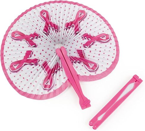 Breast Cancer Awareness Folding Hand Fans - 12 Pieces - Pink Ribbon Supplies in Saudi Arabia