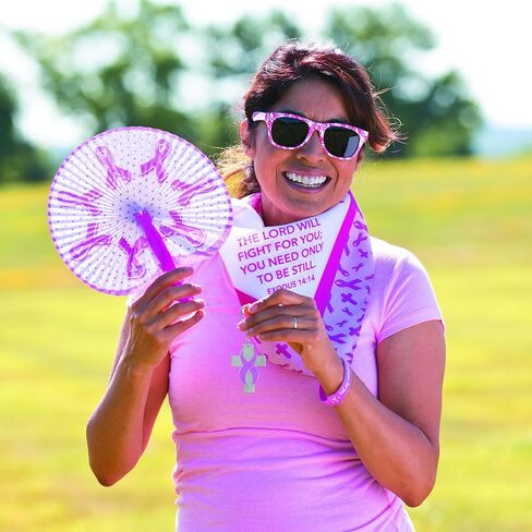 Breast Cancer Awareness Folding Hand Fans - 12 Pieces - Pink Ribbon Supplies in Saudi Arabia
