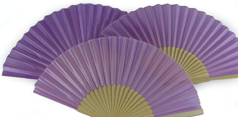 FANSOF.FANS SHF05 Mauve (Mallow) Purple Lilac Pack of 10 Wholesale Silk Fabric Hand Fan Bamboo Ribs Wedding Party Favour in Saudi Arabia