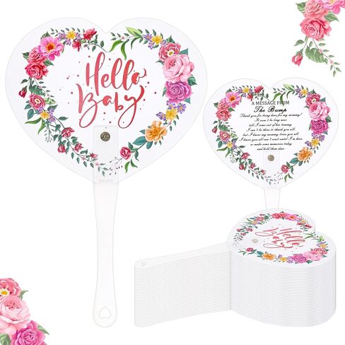 50Pcs Baby Shower Bulk Plastic Hand Fans,Hellow Baby Print Hand Fans Reusable Doublefor Baby Party Guests Favors Supplies Pink in Saudi Arabia
