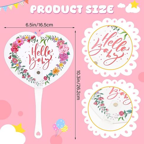 50Pcs Baby Shower Bulk Plastic Hand Fans,Hellow Baby Print Hand Fans Reusable Doublefor Baby Party Guests Favors Supplies Pink in Saudi Arabia