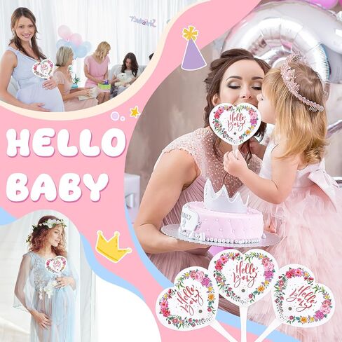 50Pcs Baby Shower Bulk Plastic Hand Fans,Hellow Baby Print Hand Fans Reusable Doublefor Baby Party Guests Favors Supplies Pink in Saudi Arabia