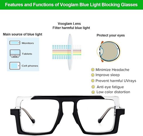 VOOGLAM Aviator Blue Light Glasses for Women Men Anti UV Eyestrain Dry Eyes Computer Phone TV Eyewear Ilene in Saudi Arabia