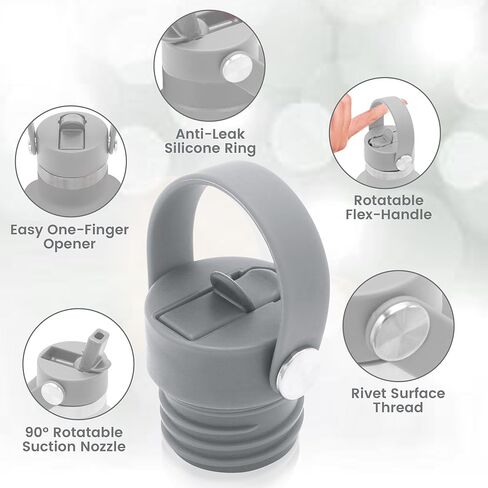 غطاء قلاب بديل للفم القياسي متوافق مع القارورة المائية، الصعود الحديث البسيط، كانتين كلين الكلاسيكي. (أسود) in Kuwait