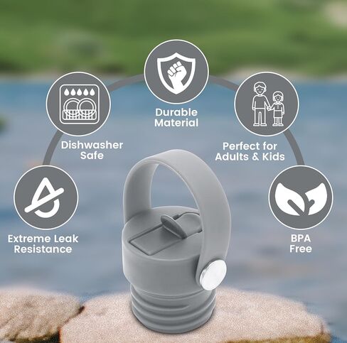 غطاء قلاب بديل للفم القياسي متوافق مع القارورة المائية، الصعود الحديث البسيط، كانتين كلين الكلاسيكي. (أسود) in Kuwait