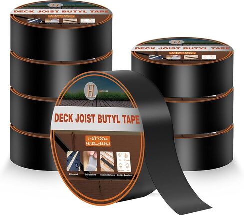 Joist Tape for Decking 1-5/8" x 50' Waterproof Deck Joist Butyl Tape, Weather Resistance Self-Adhesive Flashing Tape for Beams and Wood Joists (8 Pack) in Saudi Arabia