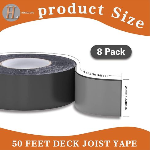 Joist Tape for Decking 1-5/8" x 50' Waterproof Deck Joist Butyl Tape, Weather Resistance Self-Adhesive Flashing Tape for Beams and Wood Joists (8 Pack) in Saudi Arabia