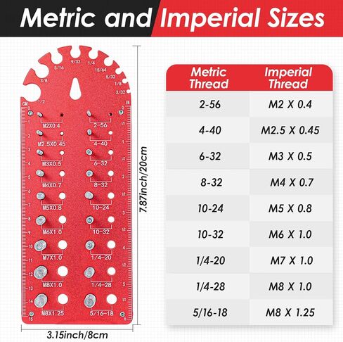 KKUYT 18 مواصفات مدقق خيط الصواميل والمسمار، مدقق خيط سبائك الألومنيوم، حجم المسمار ومقياس الخيط بأحجام مترية وقياسية، مقياس درجة الخيط المثبت على الحائط لمعرف الصواميل والمسمار in Kuwait