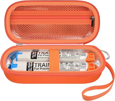 Epipen Medical Carrying Case, Travel Medication Organizer Bag for 2 Epipens or Auvi-Q, Inhaler, Asthma Inhaler, Anti-Histamine, Allergy Medicine Essentials with Mesh Pocket -Orange(Box Only) in Saudi Arabia
