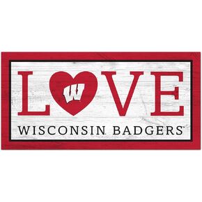 NCAA Wisconsin Badgers Unisex University of Wisconsin Love sign, Team Color, 6 x 12