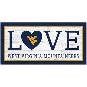 Fan Creations NCAA West Virginia Mountaineers Unisex University of West Virginia Love Sign, Team Color, 6 x 12, (C1066-West Virginia)