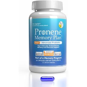 Pronene Memory Plan Advanced Probiotic | Top 3 strains w/Lactobacillus acidophilus, Bifidobacterium bifidum, Bifidobacterium longum | Supports Immunity, microbiome, Memory Health (60caps)