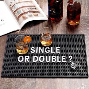 حصيرة بار سوداء لديكورات كهف بار المنزل - مقاس 17.5 بوصة × 11.8 بوصة، حصيرة انسكابات خدمة مطاطية شديدة التحمل، حصيرة بالتنقيط لسطح الطاولة - هدية رائعة لعيد الأب والابن والزوج in Kuwait