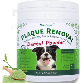 Petstoral Plaque Removal Dental Powder 2-Pack, Dog Dental Care and Bad Breath Treatment, Dog Teeth Cleaning Powder for Healthy Teeth & Gums for All Dogs