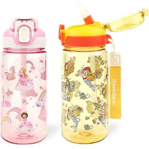 Kids Water Bottle for School or Travel, 20 Oz Durable Plastic Water Bottle with Silicone Straw and Pop-Up Spout Cover, BPA Free & Dishwasher Safe(Unicorn)