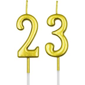 23rd & 32nd Birthday Candles, Gold Number 23 32 Candle for Cake, Happy Birthday Cake Topper Decoration for Birthday Anniversary Celebration Party Supplies