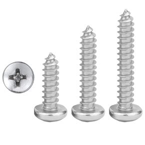 Atibin Pan Head Stainless Steel Metal Screws Wood Drive Screws Tapping Phillips Drive Drilling Screw Stainless 50pcs #10 x 1''