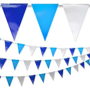 Heavy-Duty Outdoor Navy Blue backstroke flags/Blue party Pennant Banner Flag 【102FT】