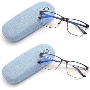 Blue Light Blocking Glasses for Men Women, Metal Fashion Spring Hinge Computer Glasses with Hard Case