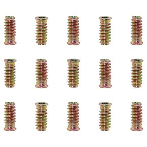 E-outstanding 15Pcs 1/4x25 Zinc Alloy Threaded Insert Nuts Screw-in Type Flanged Washer Wood Hex Drive Head Furniture Embedded Screw Plug