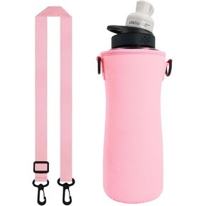 2 Pack Sleeves for 32oz Cirkul Water Bottles with Strap，Neoprene Sweat Absorbing Material，Fitted Design（pink）