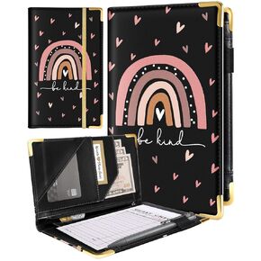 Slohif Server Book Serving Books with Zipper Pocket Accessories Leather Server Check Book Restaurant Server Booklet Ticket Book Holder 1.0