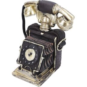 HEEPDD Vintage Telephone Piggy Bank, Retro Resin Telephone Modelling Statue Bank Desktop Money Saving Bank for Home Decoration