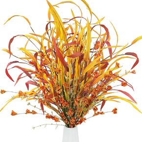 Fall Flowers Artificial for Decoration 6 Bundles Fall Leaves Fall Stems Fake Flowers in Vase for Autumn Home Office Wedding Thanksgiving Halloween Decor