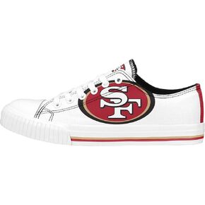 FOCO San Francisco 49ers NFL Womens Big Logo Low Top White Canvas Shoes - 6/S
