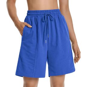 Womens Long Sweat Shorts Casual Summer Bermuda Loose Lounge Workout Athletic Shorts with Pockets