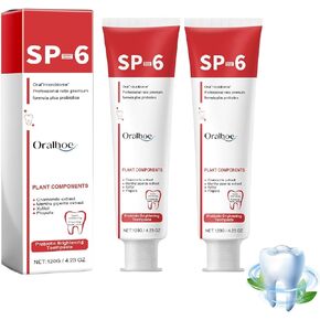 2Pcs Sp-6 Ultra Whitening,Sp 6 Toothpaste, Ultra Whitening Toothpaste Sp-6,Probiotic Brightening Toothpaste,Deep Cleaning Care Toothpaste,Fresh Breath Toothpaste (Red)