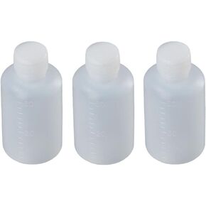 FEIYING 50pcs 60ml 2OZ Plastic Travel Empty Small Mouth Graduated Lab Chemical Container Reagent Bottle, Sample Bottles Sealing Bottles Liquid Medicine Bottles with Caps