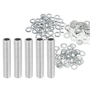 YOKIVE 35 Pack Lamp Pipes Kits, 1/8IP Threaded 2" Length Hexagon Fastener Assortment with Lock Nuts Washers, Great for Ceiling Lights DIY Projects