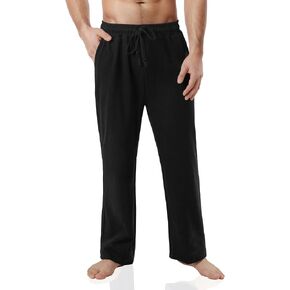 Ohoo Mens Sweatpants Open Bottom Straight Leg Lounge Pants with Pockets Yoga Running Workout