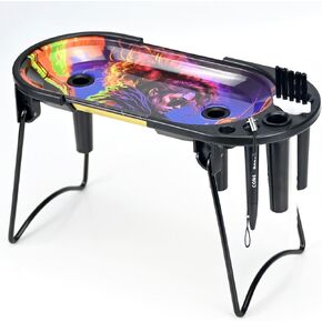 Metal Tray，8.6" x 3.9"King Size Foldable Metal Plates& 1 1/4 Size， Decorative Trays with Stand Brush